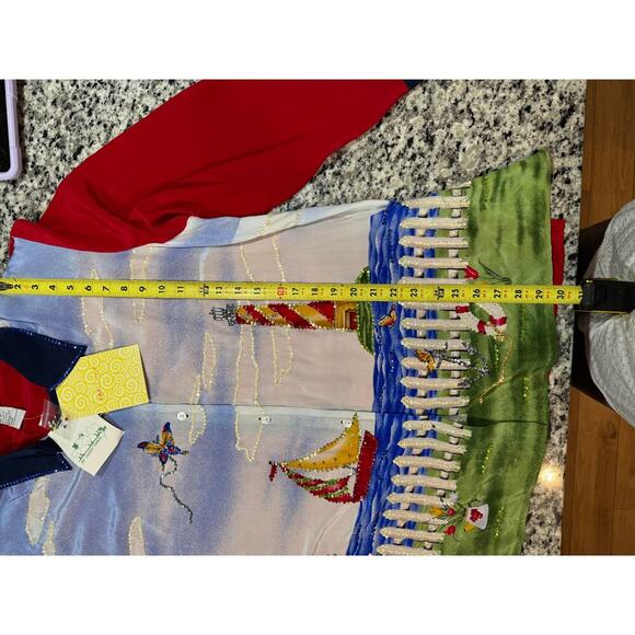 The Quacker Factory Shirt Nautical Sequins Size 2X 100% Silk Vintage NWT - Picture 8 of 12